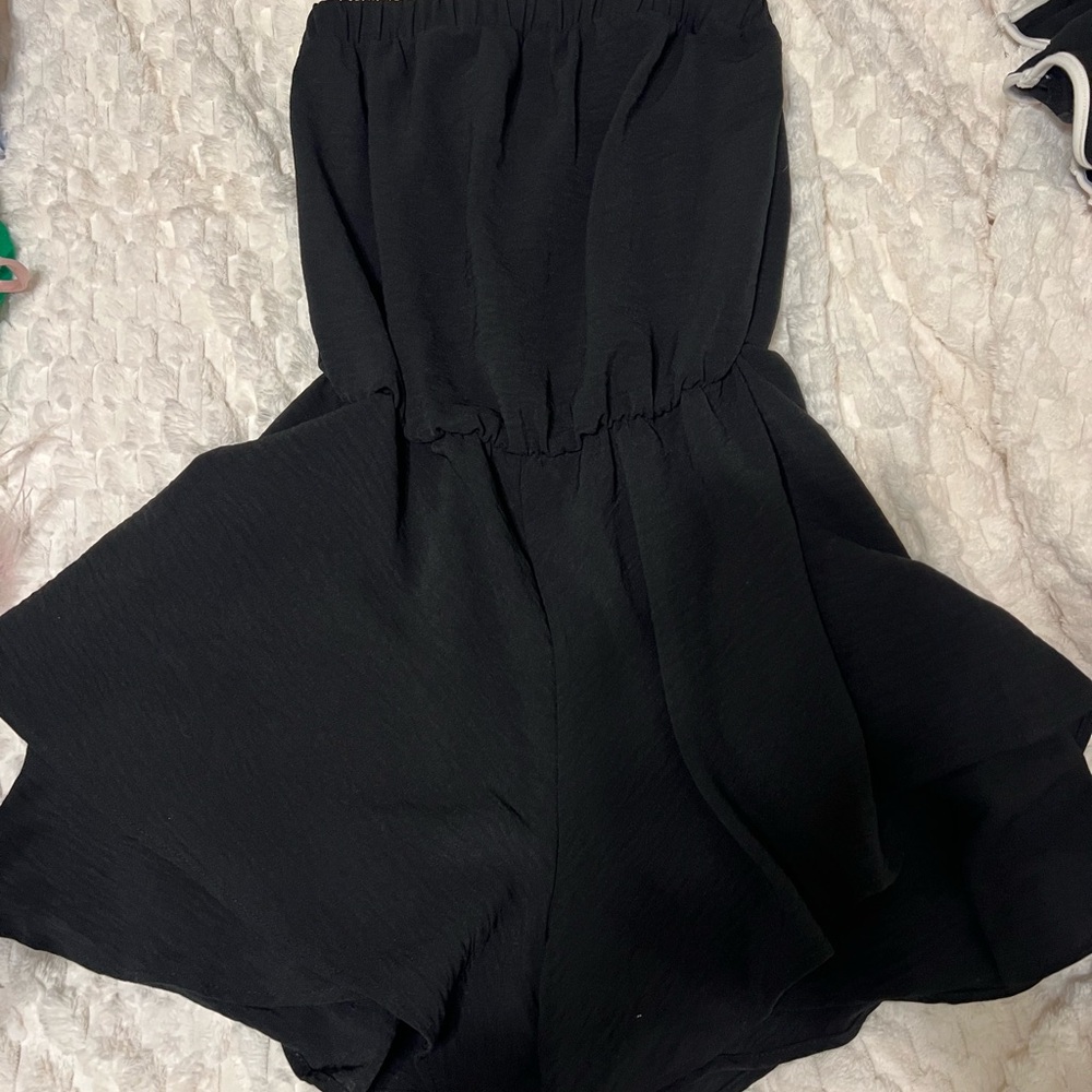 Black Strapless Romper